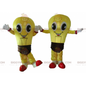 maskot BIGGYMONKEY™s meget smilende gule og brune pærer -