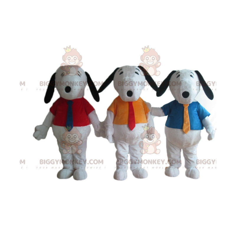 3 BIGGYMONKEY™s berømte tegneserie hvid hund Snoopy maskot -