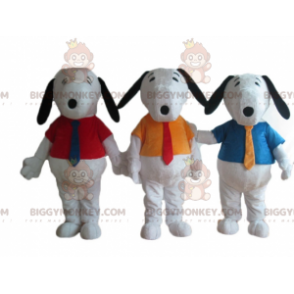 3 BIGGYMONKEY™s berömda tecknade vit hund Snoopy maskot -