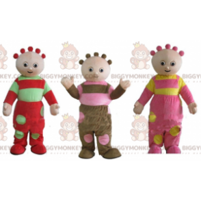 3 mascottes BIGGYMONKEY™ de poupées rigolotes et colorées -