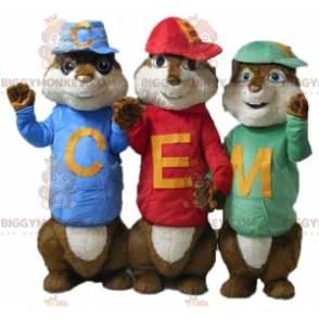 3 mascotte scoiattolo BIGGYMONKEY™ di Alvin and the Chipmunks -