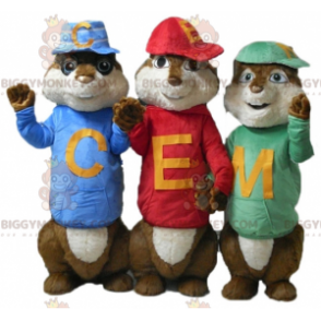 3 mascottes BIGGYMONKEY™ d'écureuils d'Alvin et les Chipmunks -