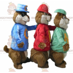 3 BIGGYMONKEY™s ekorrmaskotar från Alvin and the Chipmunks -