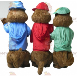 3 mascottes BIGGYMONKEY™ d'écureuils d'Alvin et les Chipmunks -