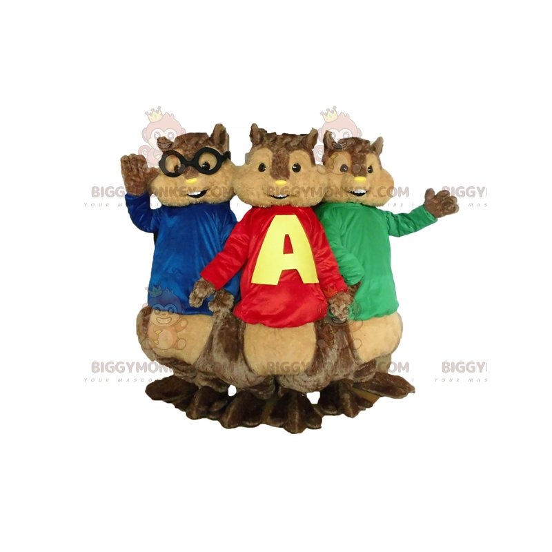 3 BIGGYMONKEY™s ekorrmaskotar från Alvin and the Chipmunks -