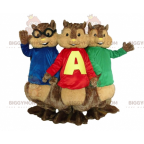 3 mascottes BIGGYMONKEY™ d'écureuils d'Alvin et les Chipmunks -