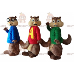 3 BIGGYMONKEY™s ekorrmaskotar från Alvin and the Chipmunks -