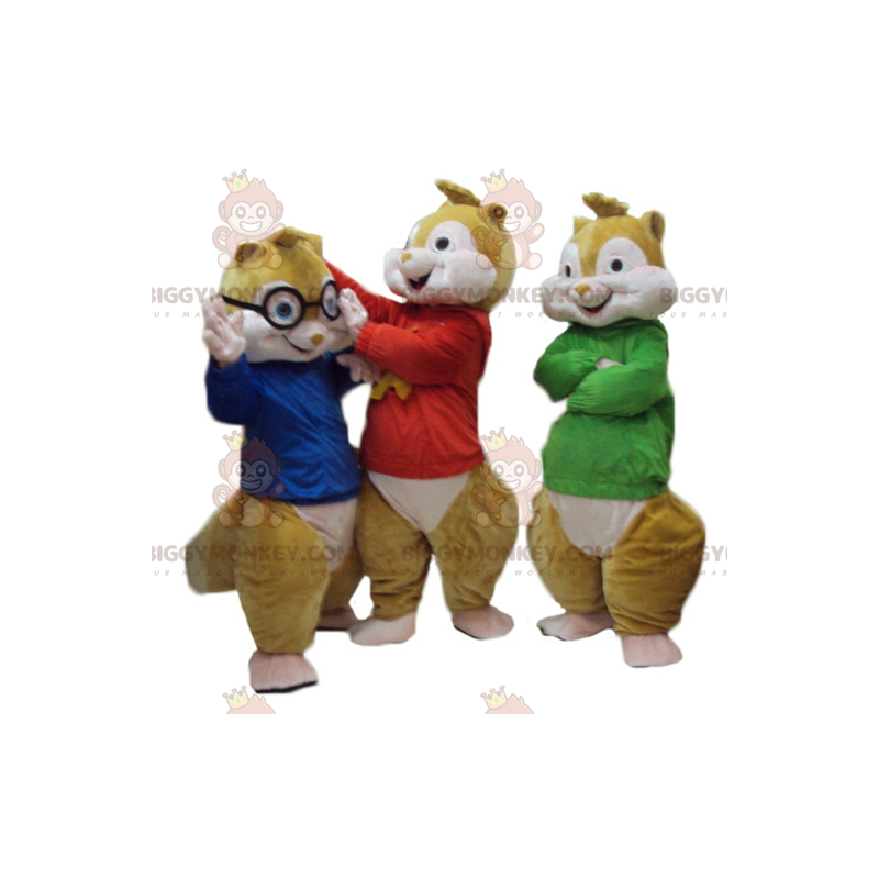 3 BIGGYMONKEY™s ekorrmaskotar från Alvin and the Chipmunks -