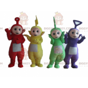 4 mascottes BIGGYMONKEY™ des Télètubbies personnages colorés de