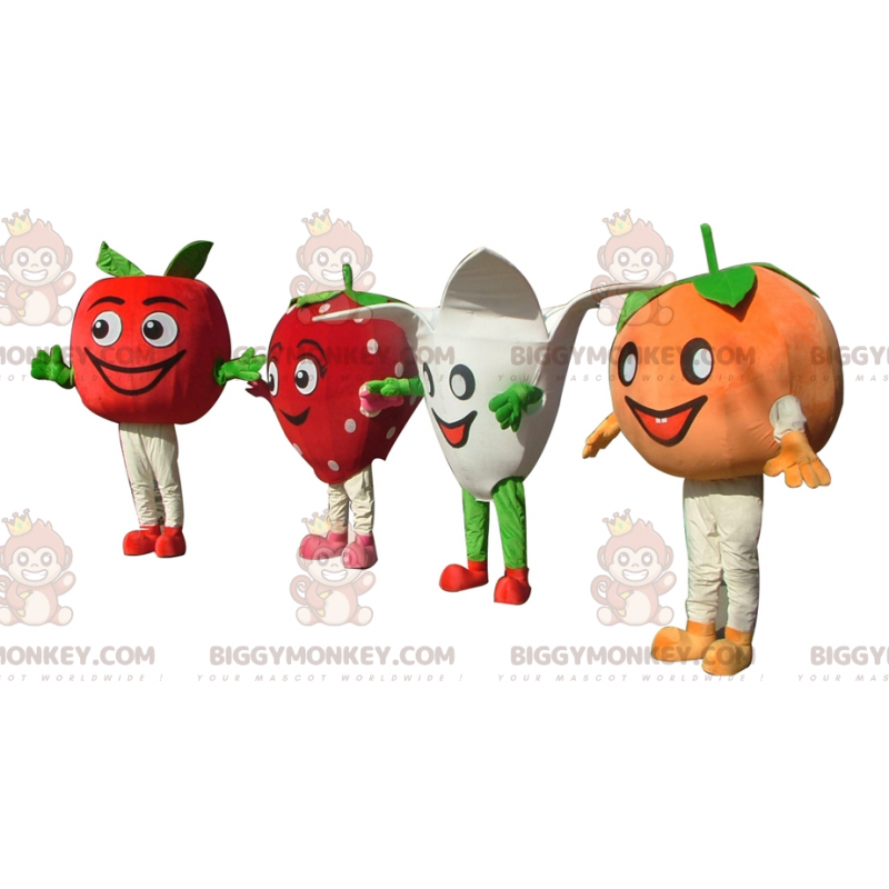4 BIGGYMONKEY™:n maskotti tomaatti mansikka kukka ja mandariini
