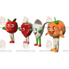 4 BIGGYMONKEY™s mascot a tomato a strawberry a flower and a