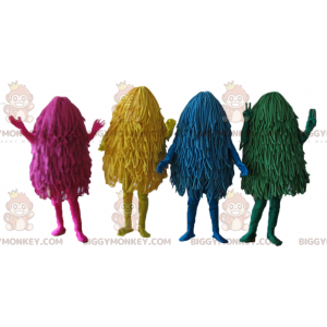 4 mascottes BIGGYMONKEY™ de serpillères colorées de balais à