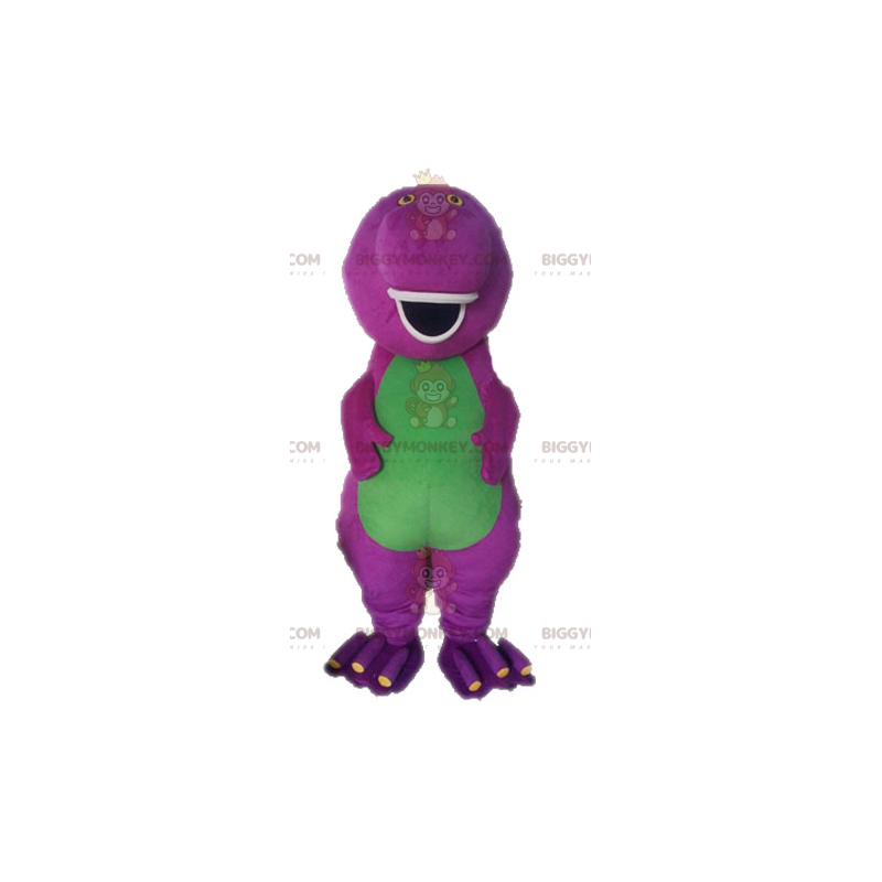 Costume della mascotte BIGGYMONKEY™ del famoso dinosauro viola