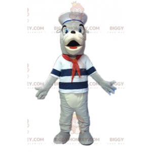 BIGGYMONKEY™ mascottekostuum van grijze en witte zeeleeuw