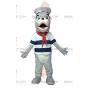 BIGGYMONKEY™ costume da mascotte di leone marino grigio e