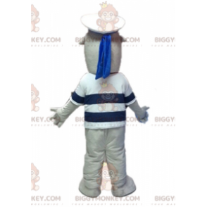 BIGGYMONKEY™ maskotdräkt av grått och vitt sjölejon klädd som