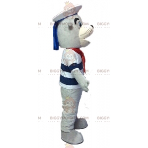 Disfraz de mascota BIGGYMONKEY™ de león marino gris y blanco