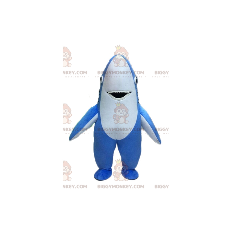 Costume da mascotte gigante squalo blu e bianco BIGGYMONKEY™ -