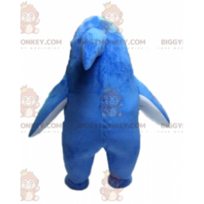Disfraz de mascota de tiburón azul y blanco gigante