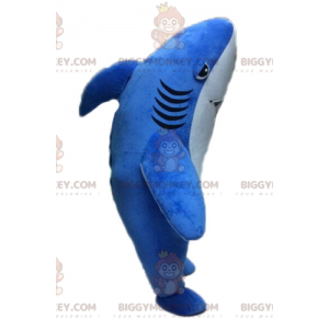 Costume de mascotte BIGGYMONKEY™ de requin bleu et blanc géant