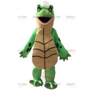 Giant Green and Tan Turtle BIGGYMONKEY™ Maskotdräkt -
