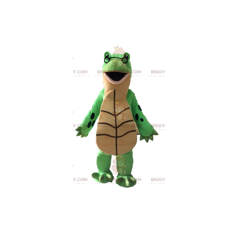 Costume de mascotte BIGGYMONKEY™ de tortue verte et beige