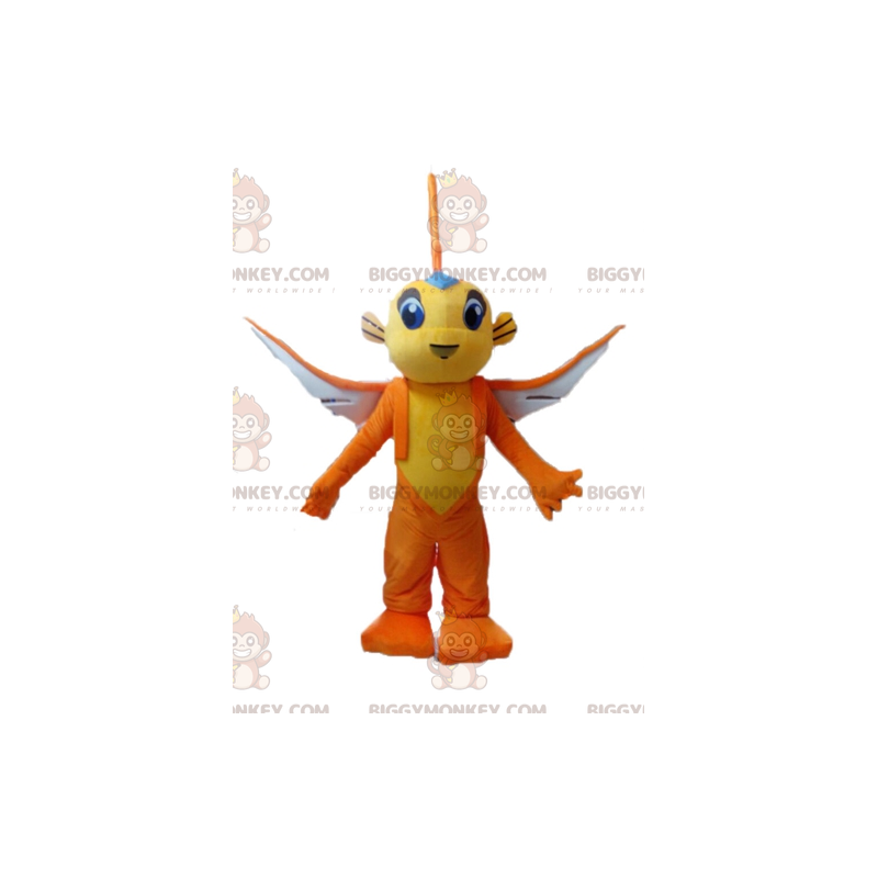 Žlutý a oranžový kostým létající ryby BIGGYMONKEY™ maskot –