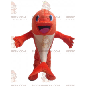 Costume da mascotte BIGGYMONKEY™ pesce arancione e bianco.