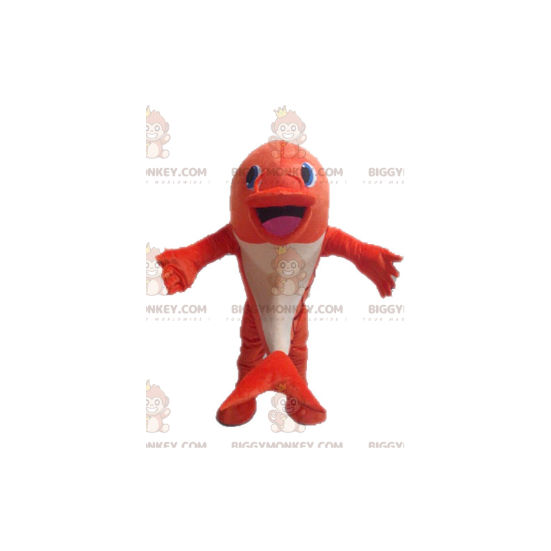 Costume da mascotte BIGGYMONKEY™ pesce arancione e bianco.