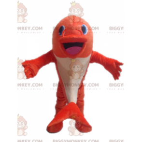 Costume da mascotte BIGGYMONKEY™ pesce arancione e bianco.