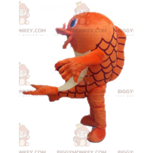 Costume de mascotte BIGGYMONKEY™ de poisson orange et blanc.