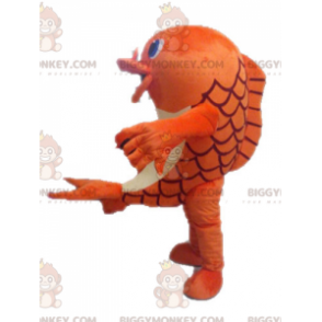 Costume de mascotte BIGGYMONKEY™ de poisson orange et blanc.