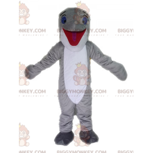 Grau-weißer Delphin BIGGYMONKEY™ Maskottchen-Kostüm.