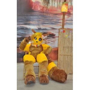 Traje de mascote de raposa amarela e marrom BIGGYMONKEY™ –
