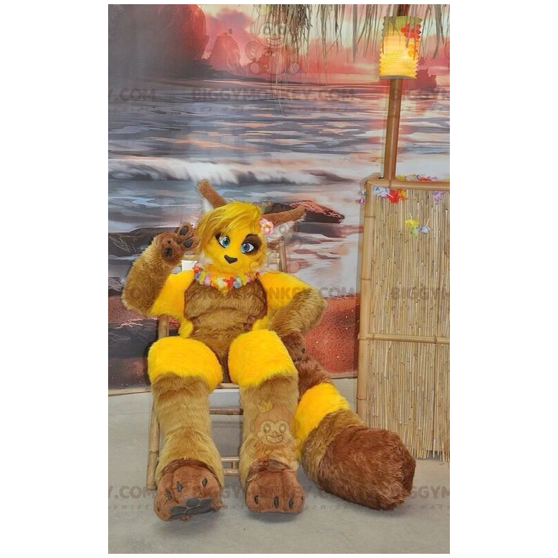 Costume de mascotte BIGGYMONKEY™ de renard jaune et marron -