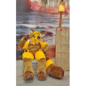 Costume de mascotte BIGGYMONKEY™ de renard jaune et marron -