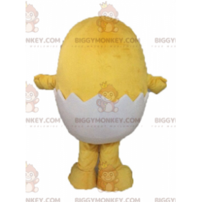 Traje de mascote BIGGYMONKEY™ de pintainho amarelo em uma
