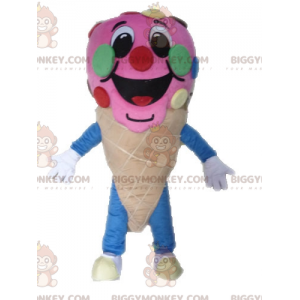 Κοστούμι μασκότ με ροζ χωνάκι παγωτού BIGGYMONKEY™. Στολή