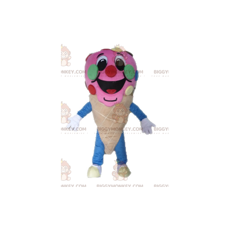 Traje de mascote de casquinha de sorvete rosa BIGGYMONKEY™.