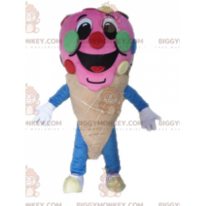 Kostým maskota BIGGYMONKEY™ s růžovým kornoutem zmrzliny.