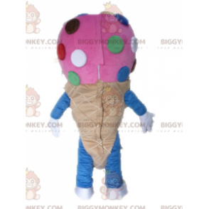 Disfraz de mascota Pink Ice Cream Cone BIGGYMONKEY™. Disfraz de