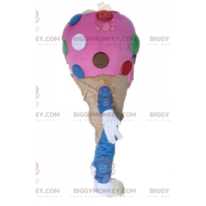 Costume mascotte BIGGYMONKEY™ cono gelato rosa. Costume da