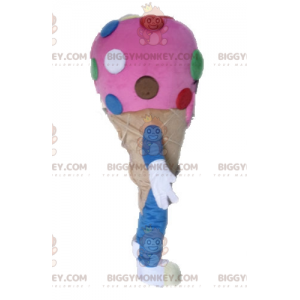 Pink Ice Cream Cone BIGGYMONKEY™ Maskottchenkostüm. Ice Cream