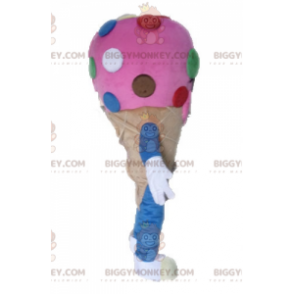 Costume mascotte BIGGYMONKEY™ cono gelato rosa. Costume da