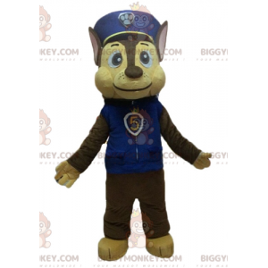 Fantasia de mascote BIGGYMONKEY™ cão marrom em uniforme de