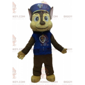 BIGGYMONKEY™ maskotkostume Brun hund i politiuniform -