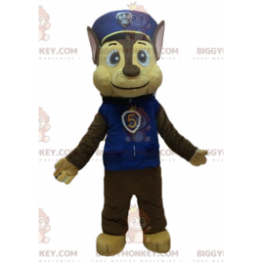Fantasia de mascote BIGGYMONKEY™ cão marrom em uniforme de