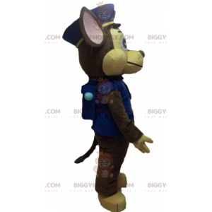 Fantasia de mascote BIGGYMONKEY™ cão marrom em uniforme de