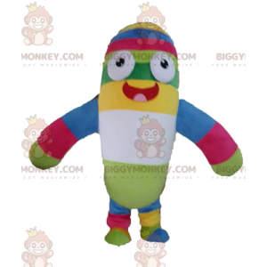 Traje de mascote BIGGYMONKEY™ de pelúcia multicolorida. Traje