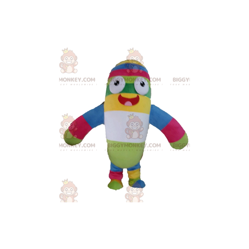 Traje de mascote BIGGYMONKEY™ de pelúcia multicolorida. Traje